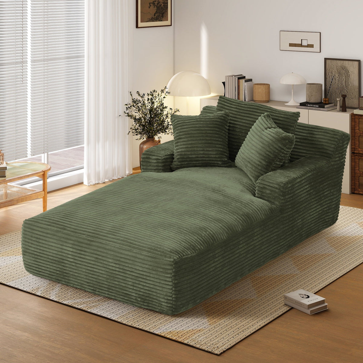 Aukfa 78.7" Extra Long Chaise Lounge Sofa, Oversized Upholstered Couch with 3 Pillows for Indoor Living Room/Bedroom,Orange