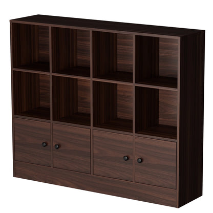 Cozy Castle 3-Tier Open Cube Bookcase with 12 Cubes and 4 Doors, Adjustable Shelves, White