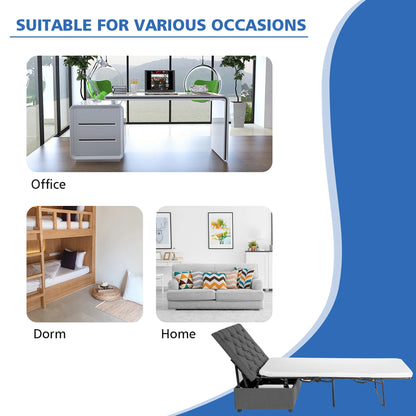 Costway Modern Solid Wood Folding Beds with Ottoman, Grey