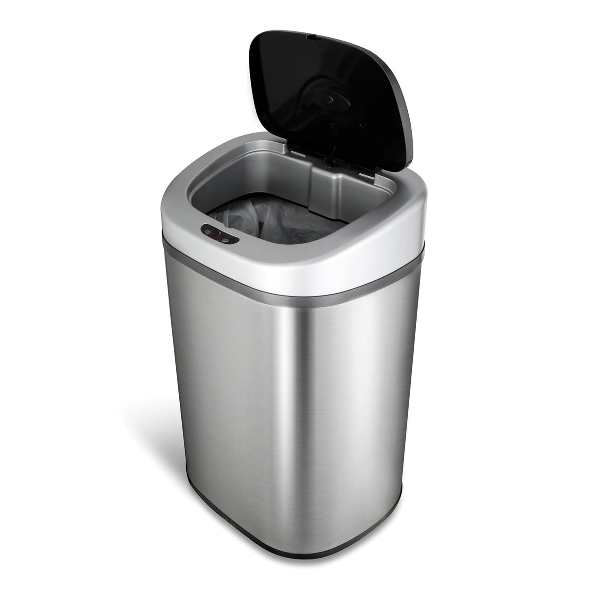 Nine Stars Automatic Trash Can, 21 Gallon Stainless Steel, Motion Sensor Hands Free Soft Close Lid Garbage Bin, Silver