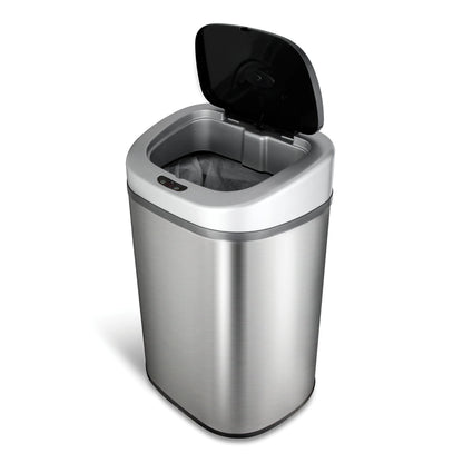 Nine Stars Automatic Trash Can, 21 Gallon Stainless Steel, Motion Sensor Hands Free Soft Close Lid Garbage Bin, Silver