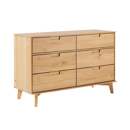 Walker Edison Sonoma 6-Drawer Solid Wood Caramel Dresser