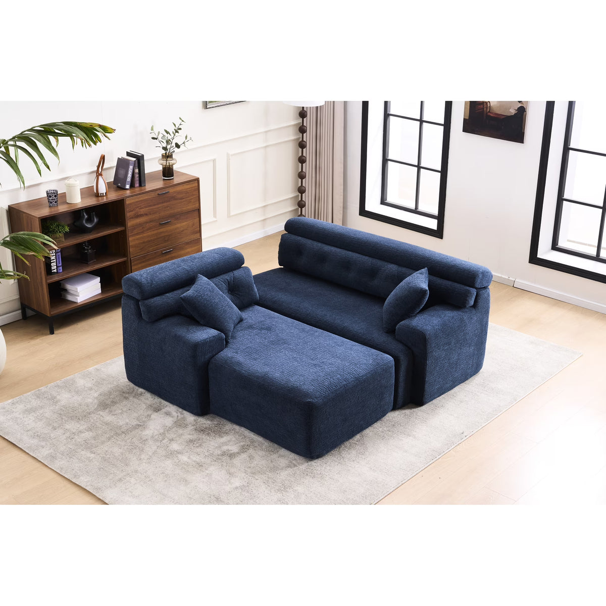 4 Compression , Antique Blue - Home Decor With Wider , Deep Seat & Elevated For Chic Living Couch Room Furniture Deeper Back Relax