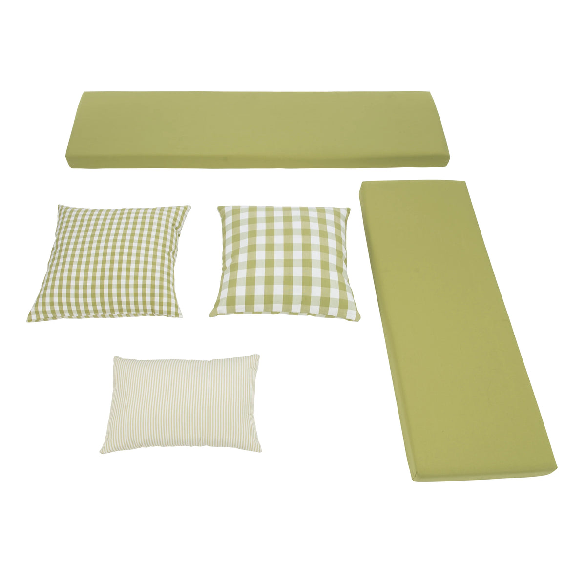 Linon Romero Backless Corner Nook with Storage, 5-Piece Cushion Set, Natural/White/Beige