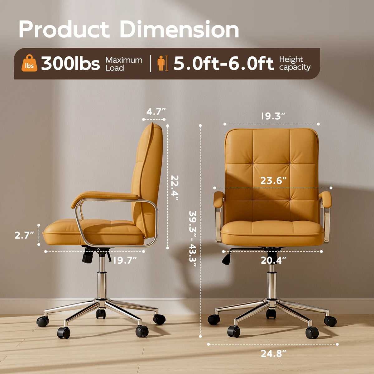 Solfway White Office Chair, Swivel Leather Computer Desk Chair with Wheels and Padded Arms, Executive Office Chair for Adults
