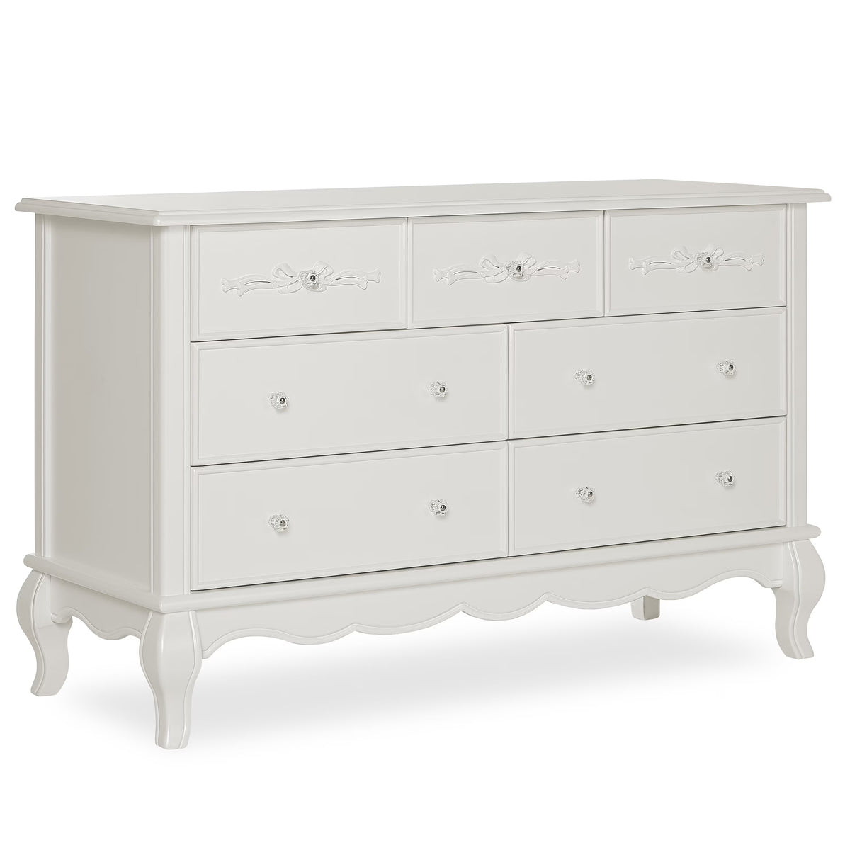 Evolur Aurora 7-Drawer Double Dresser in Ivory Lace, Spacious Drawers