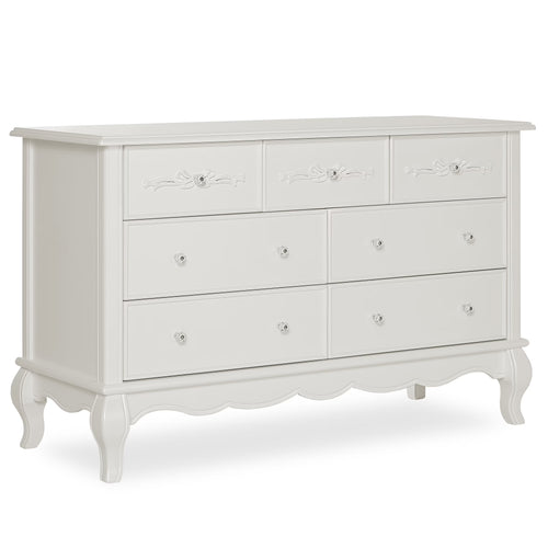 Evolur Aurora 7-Drawer Double Dresser in Ivory Lace, Spacious Drawers