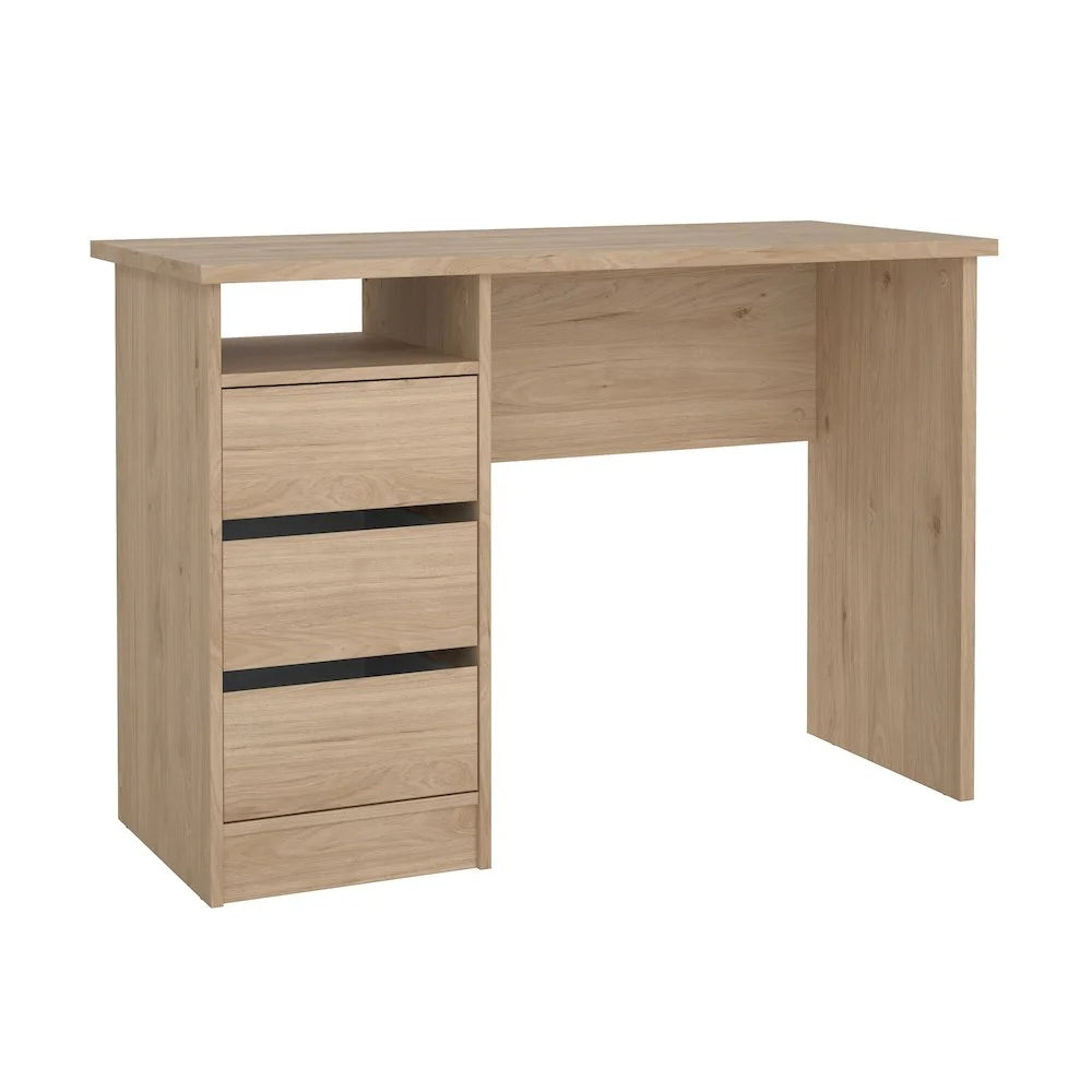 Tvilum Wes Writing Desk with 3 Storage Drawers and Open Shelf for Adults, White