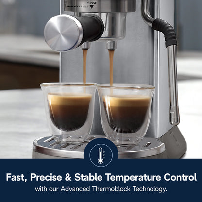 De’Longhi Dedica Duo Espresso Machine, Compact Size with Built in Frother for Latte Art, Brew Espresso, Cold Brew, Lattes & More, Stainless Steel
