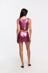 LUNA Fuchsia Midi Skirt by Retail Agenda- Pink