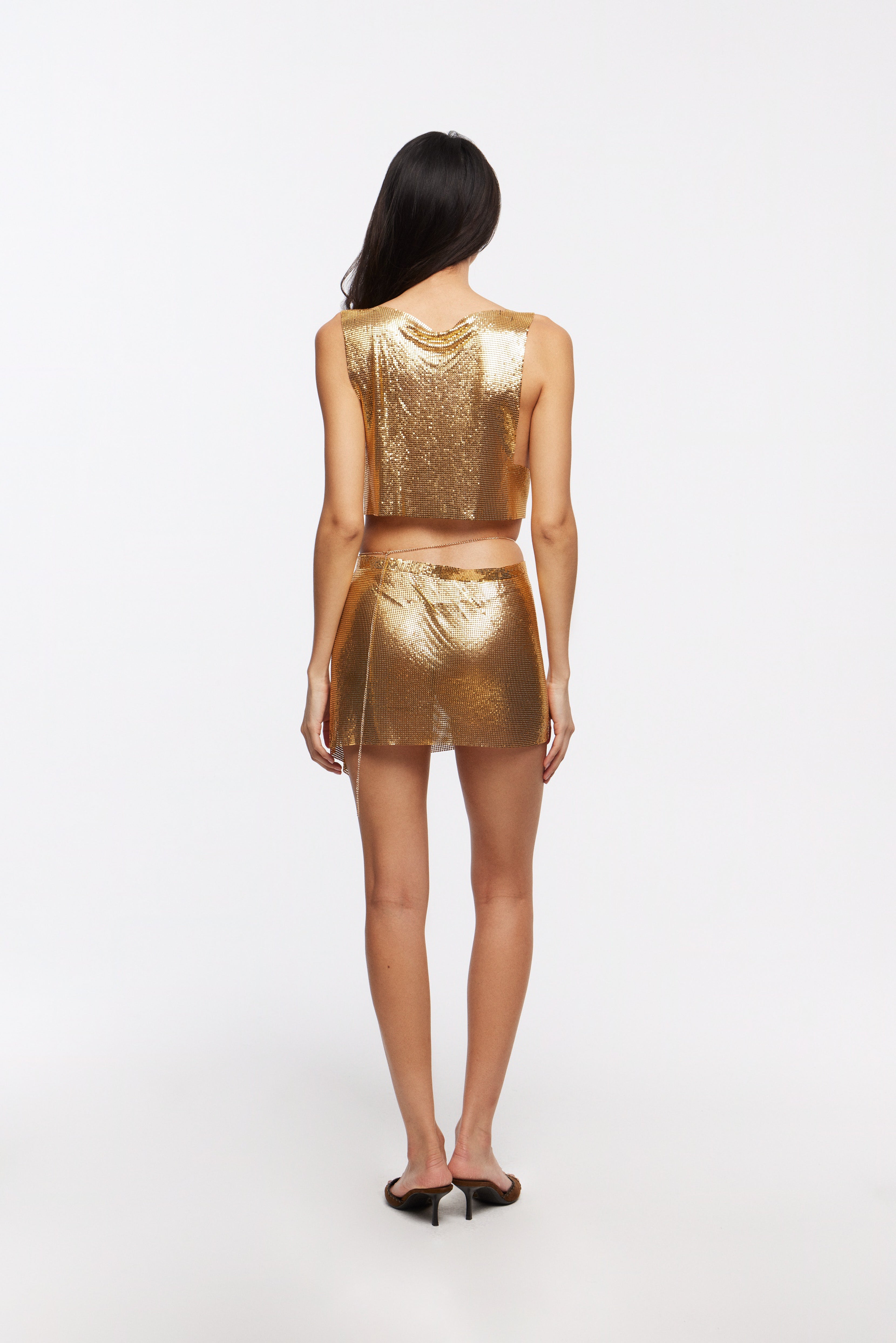 LUNA Gold Midi Skirt by Retail Agenda