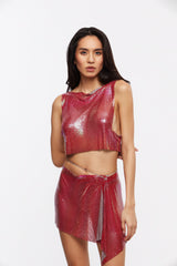 LUNA Fuchsia Midi Skirt by Retail Agenda- Red