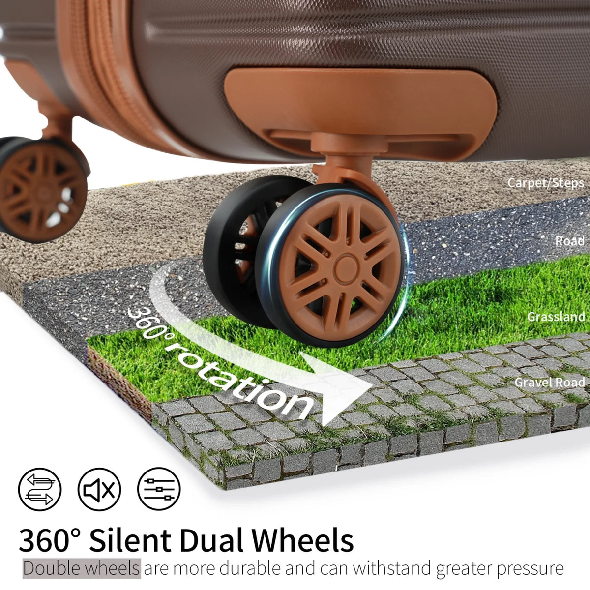 Luggage Sets,4-Piece Lightweight Suitcase Set with 4 Packing Cubes and TSA Lock, Hardshell Suitcases with Spinner Wheels, (16/20/24/28 ),Brown