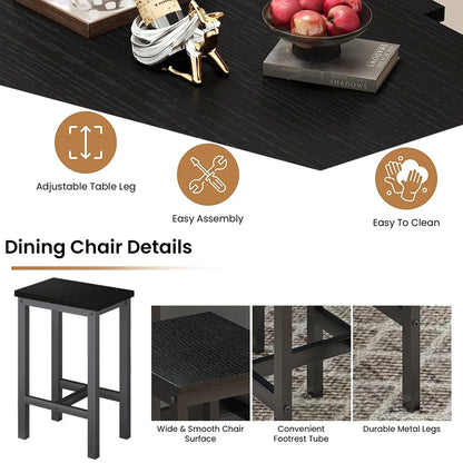 Counter Height Table Set of 5, Breakfast Bar Table and Stool Set, Minimalist Dining Table with Backless Stools, Wood Top Pub Table & Chair Set for Kitchen Apartment Bistro - Space Saving