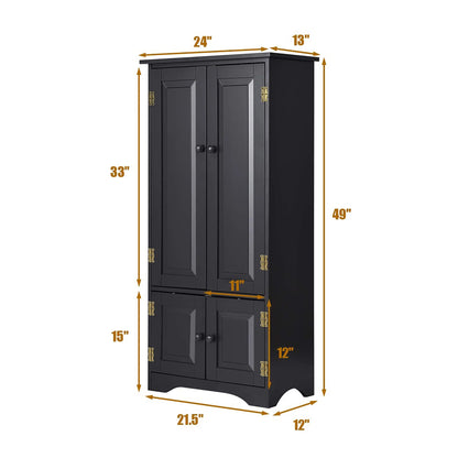 Costway Accent Storage Cabinet Adjustable Shelves Antique 2 Door Floor Cabinet Cream White
