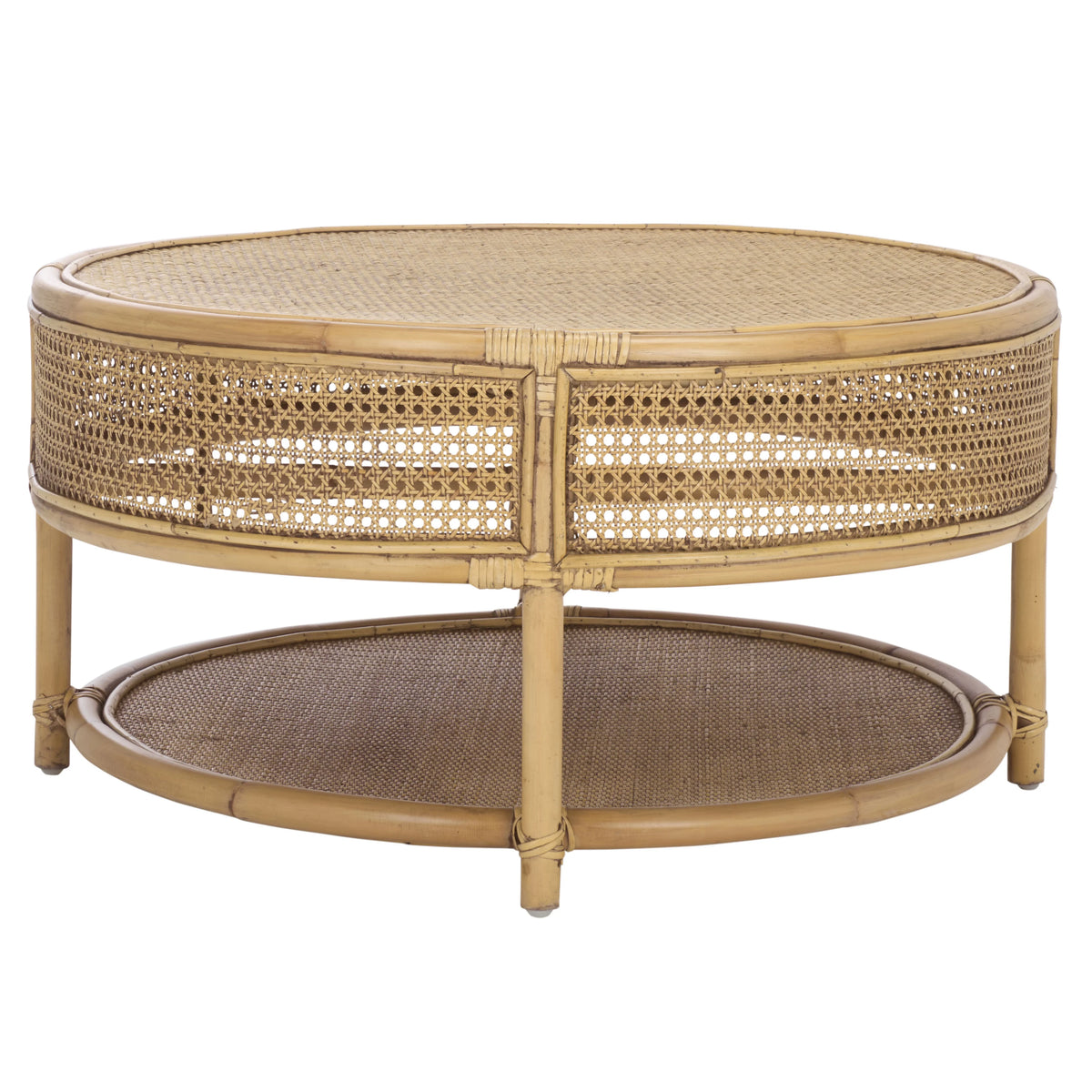 SAFAVIEH Modern Round Rattan Coffee Table, Natural