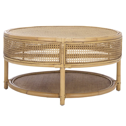 SAFAVIEH Modern Round Rattan Coffee Table, Natural