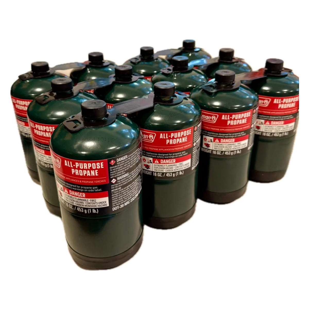 Propane Replacement Fuel Cylinders Camping- 16 Oz (12 Pack) Factory Pre-filled and Ready to Use