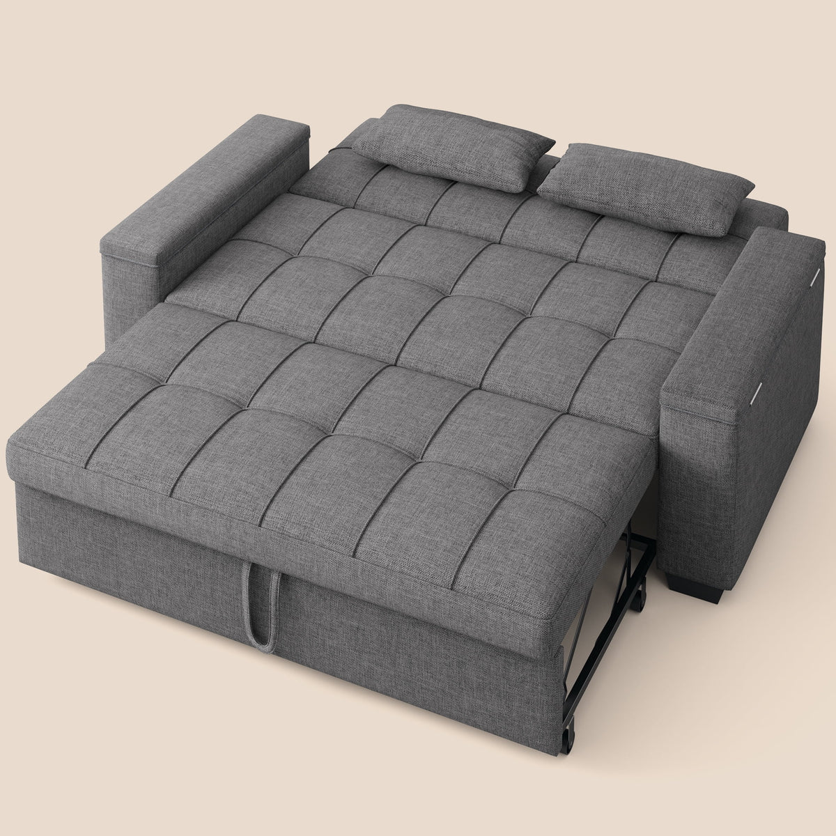 Sofa Bed, Lofka 3-in-1 Convertible Sleeper Sofa with Storage, Adjustable Backrest & Pull Out Function - Sleeper Chair for Small Space, Apartment, Dark Grey