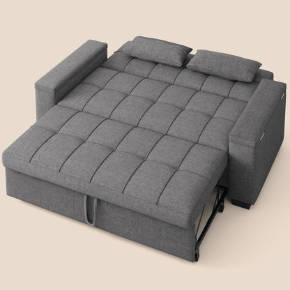 Sofa Bed, Lofka 3-in-1 Convertible Sleeper Sofa with Storage, Adjustable Backrest & Pull Out Function - Sleeper Chair for Small Space, Apartment, Dark Grey