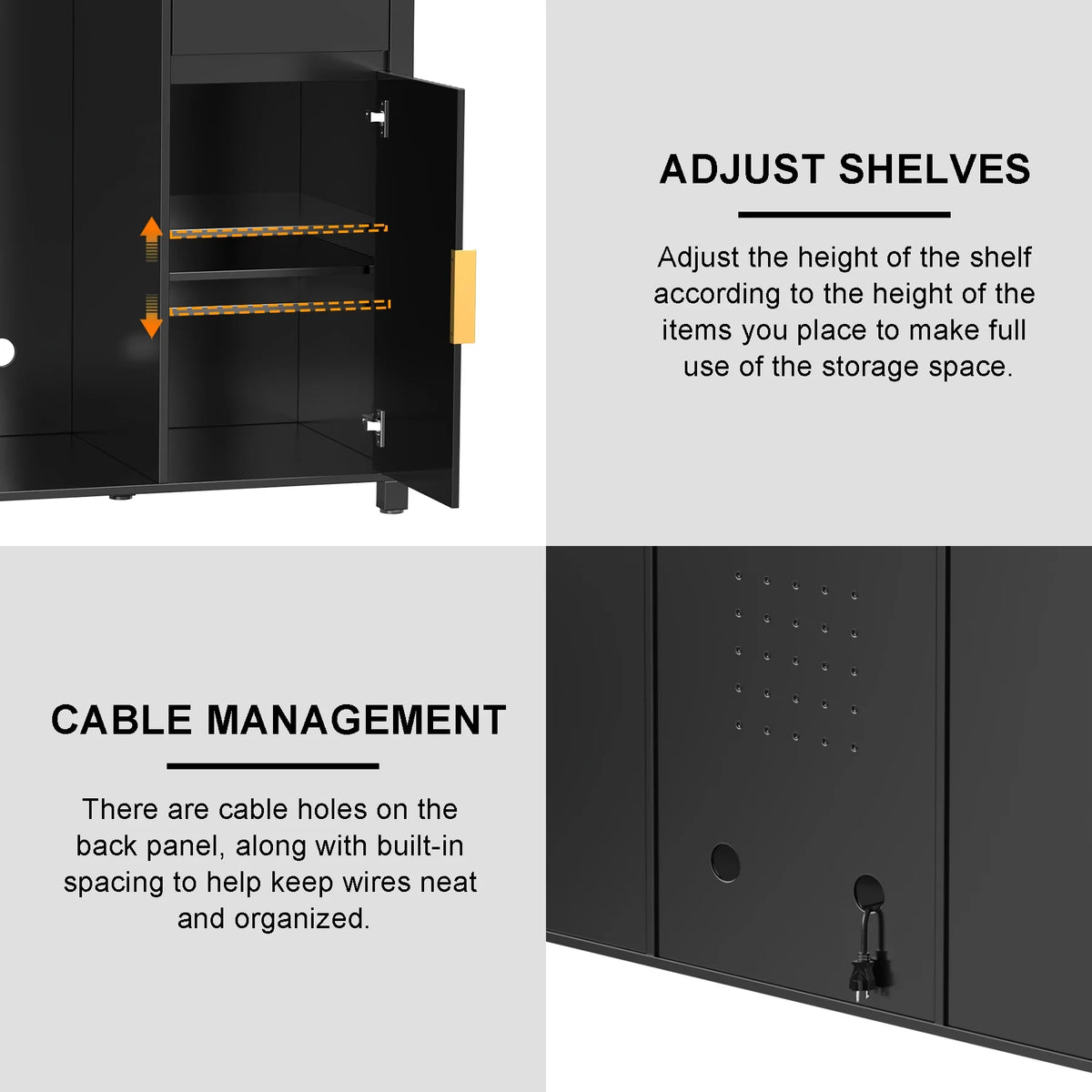 Coffee Bar Cabinet with Fridge Space, Mini Fridge Cabinet��Buffet Sideboard��53.2"L