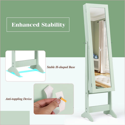 Costway Jewelry Mirrored Cabinet Armoire Organizer Storage Box w/ Stand Christmas Gift
