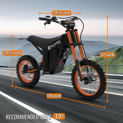 TUTTIO Soleil01 Electric Dirt Bike For Adults,48V 21Ah 200N.m,2000W Motor,Max 37Mph,Maximum Range 45 Miles,Dirt Bikes