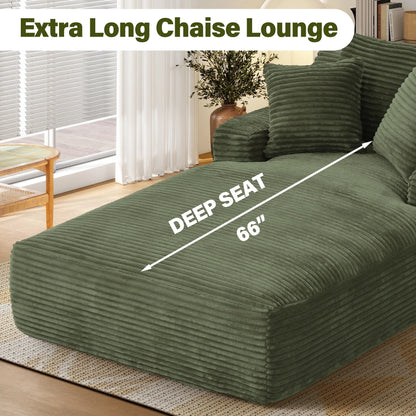 Aukfa 78.7" Extra Long Chaise Lounge Sofa, Oversized Upholstered Couch with 3 Pillows for Indoor Living Room/Bedroom,Orange