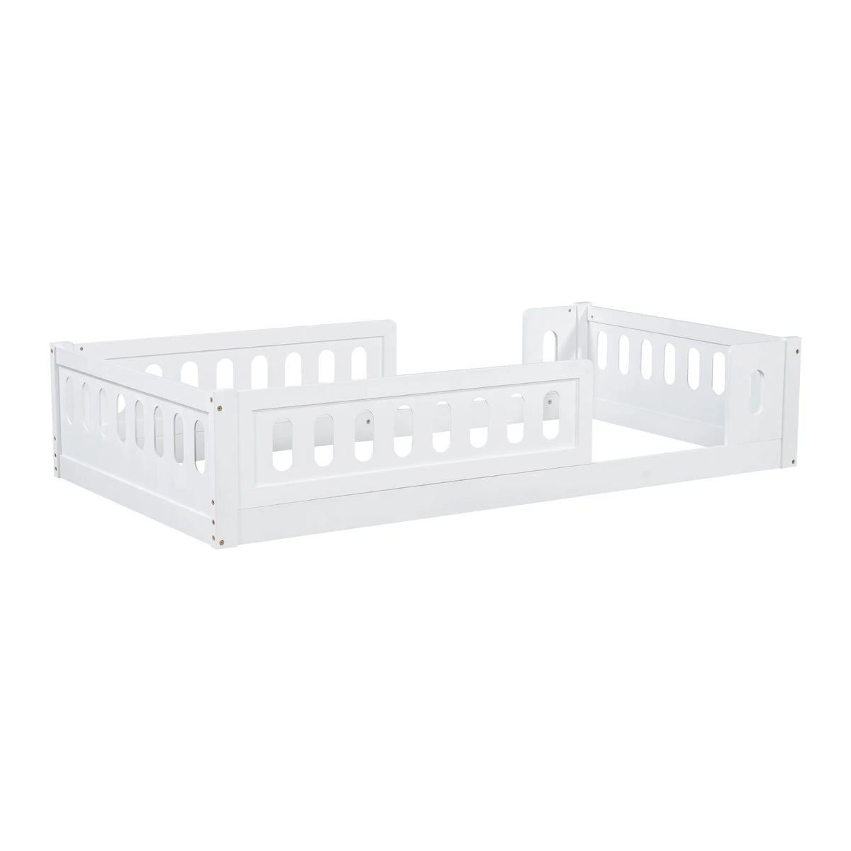 Euroco Wood Twin Size Platform Bed with Guardrail for Toddler and Kids