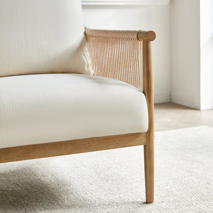 CHITA Modern Accent Chair, Braid Armchair Living Room Chair, Cream
