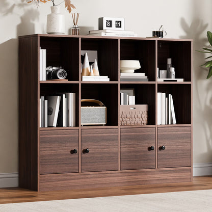 Cozy Castle 3-Tier Open Cube Bookcase with 12 Cubes and 4 Doors, Adjustable Shelves, White
