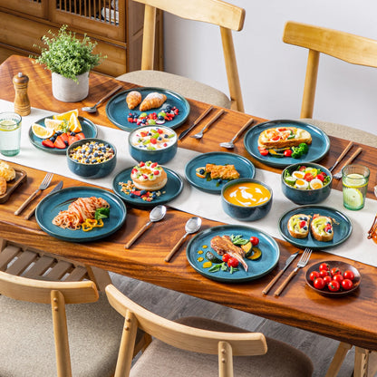vancasso, 18 Piece Dinnerware Set, Stoneware Tableware Set For 6, Blue Dishes Plate