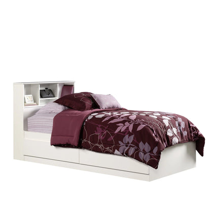 Your Zone Easy to Assemble Storage Bed with Bookcase Headboard, Twin, Natural Teak Finish