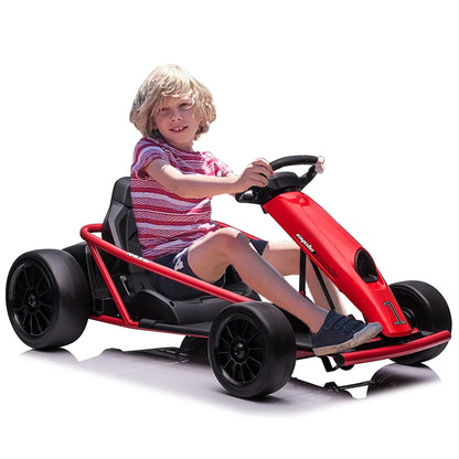 Kojooin Go Kart for Kids,24V Battery 300WX2 Motors Pedal On Foot Go Cart,8MPH High Speed Drifting Car with Slow Start Function,Rose red
