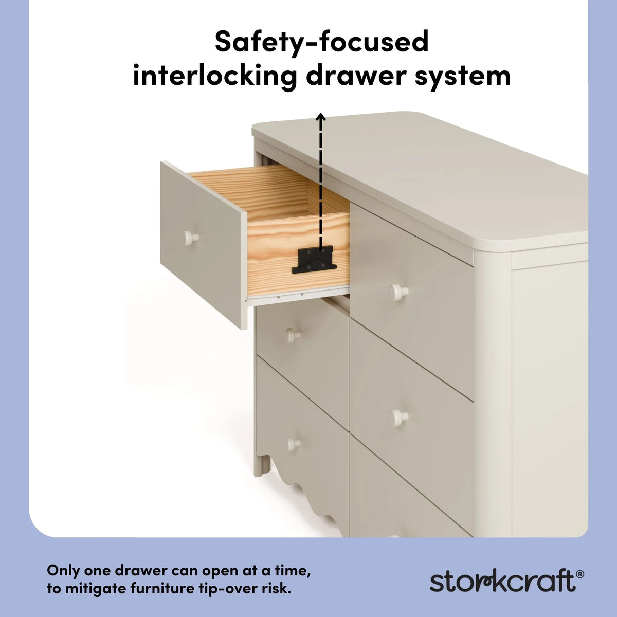 Storkcraft Casablanca 6 Drawer Nursery Dresser, Sage