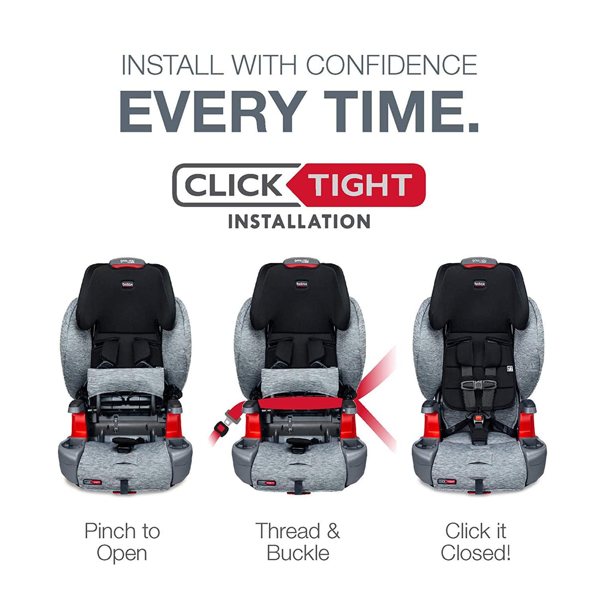 Britax Grow With You ClickTight Harness-2-Booster Car Seat. 2-in-1 High Back Booster. Cool Flow Grey