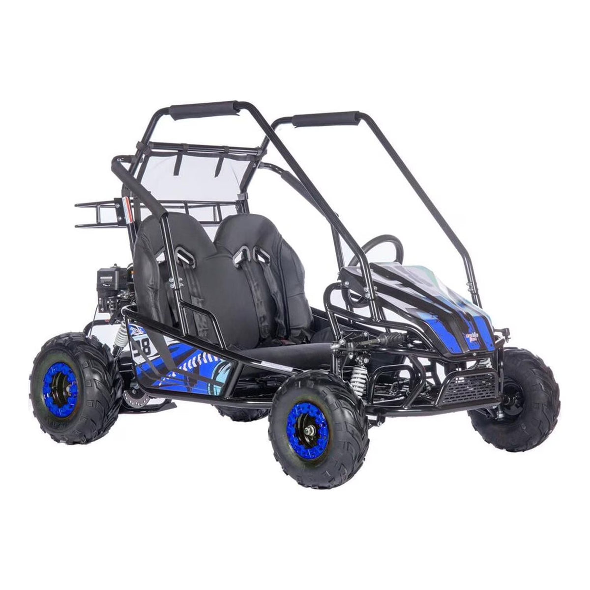 MotoTec Mud XL 212cc 2 Seat Go Kart Full Suspension Blue