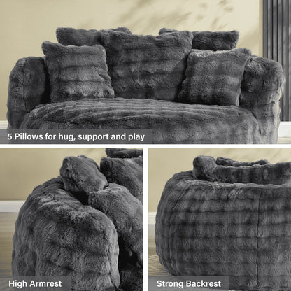 Wiilayok 58'' Oversized Chaise Lounge Chair Indoor,Thickened Backrest Sleeper Sofa Couch with Soft Pillows for Living Room, Gray