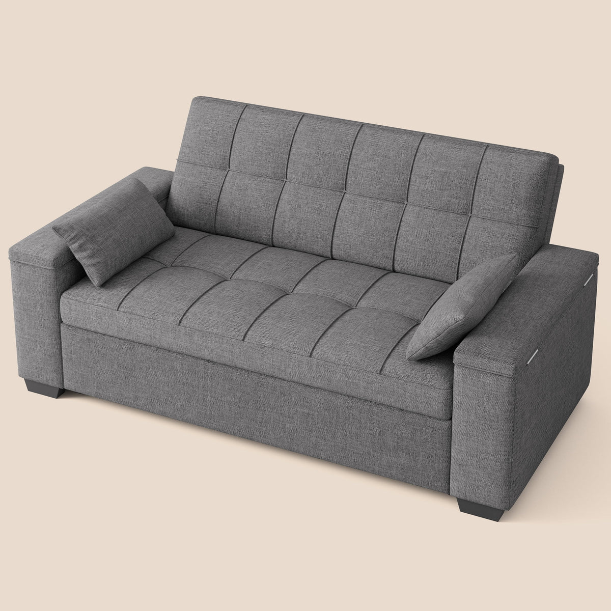 Sofa Bed, Lofka 3-in-1 Convertible Sleeper Sofa with Storage, Adjustable Backrest & Pull Out Function - Sleeper Chair for Small Space, Apartment, Dark Grey