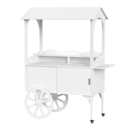 Candy Cart with Wheels for Party，Wood Dessert Cart with Storage Cabinet