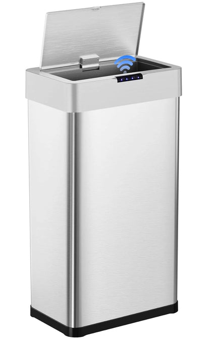 LAZY BUDDY 60 Liter / 16 Gallon Stainless Steel Motion Sensor Trash Can for Kitchen, Bathroom, Rectangular