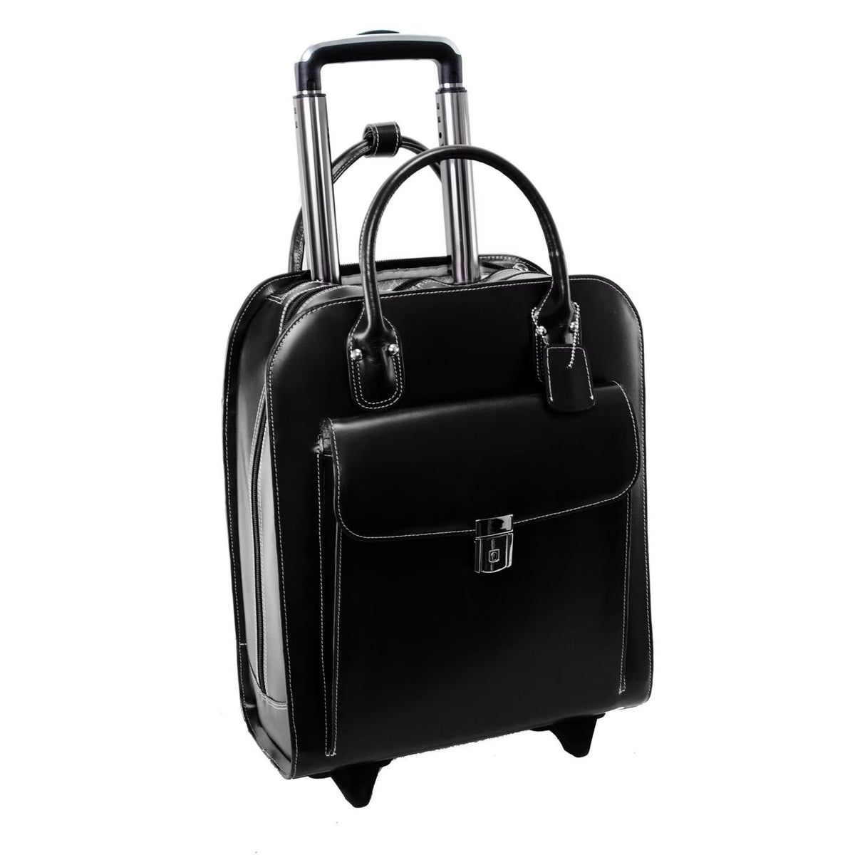 15.6 in. Uptown Leather Vertical Wheeled Ladies Briefcase, Red - 13.5 x 6 x 16 in.