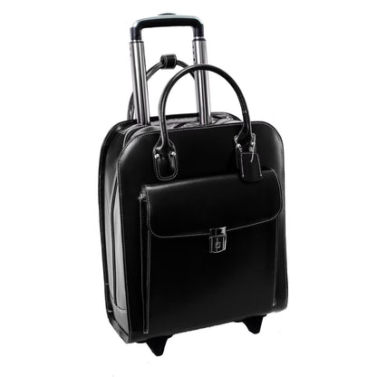 15.6 in. Uptown Leather Vertical Wheeled Ladies Briefcase, Red - 13.5 x 6 x 16 in.