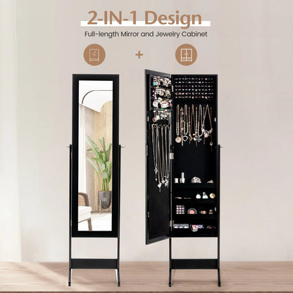 Costway Jewelry Mirrored Cabinet Armoire Organizer Storage Box w/ Stand Christmas Gift