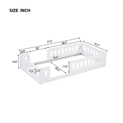 Euroco Wood Twin Size Platform Bed with Guardrail for Toddler and Kids
