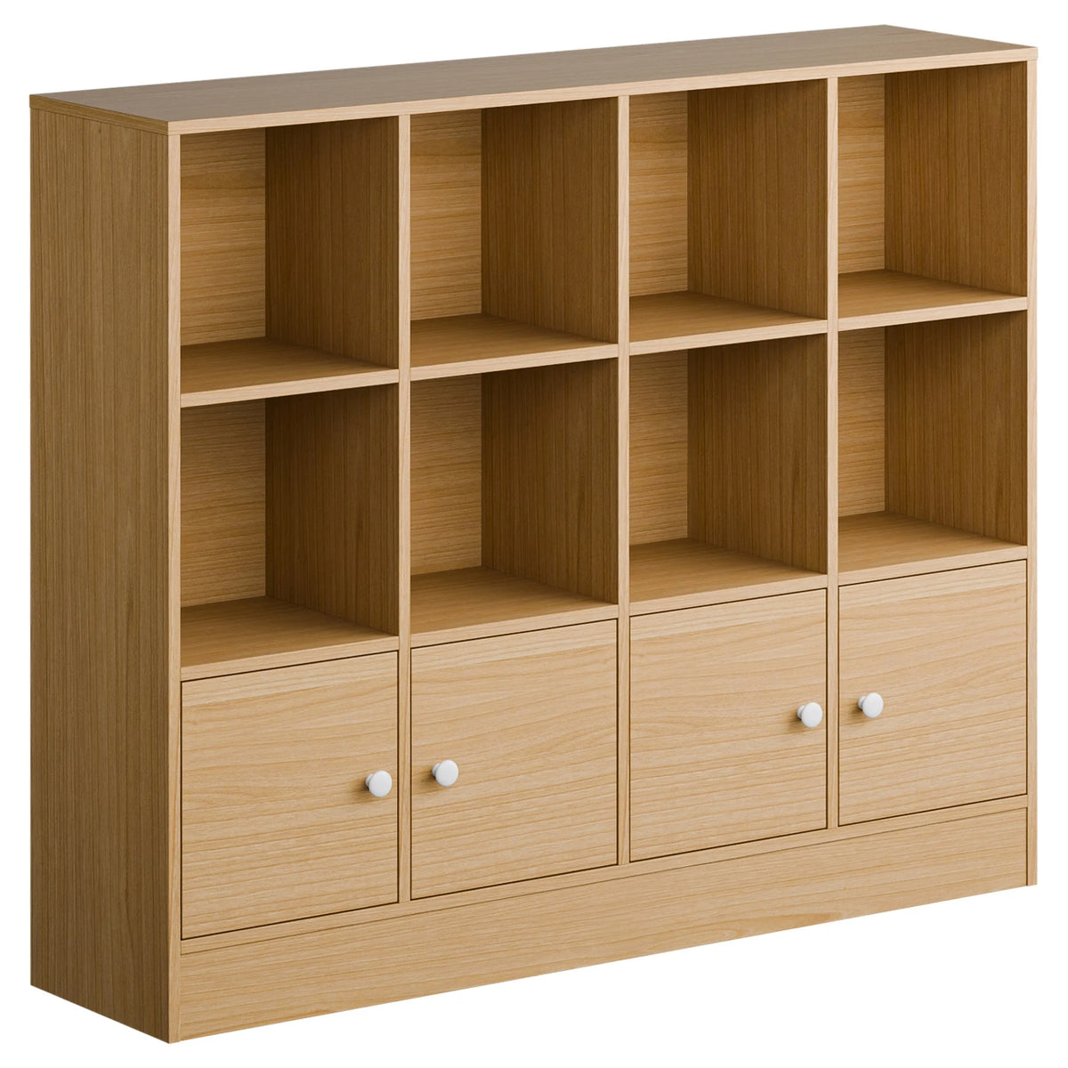 Cozy Castle 3-Tier Open Cube Bookcase with 12 Cubes and 4 Doors, Adjustable Shelves, White