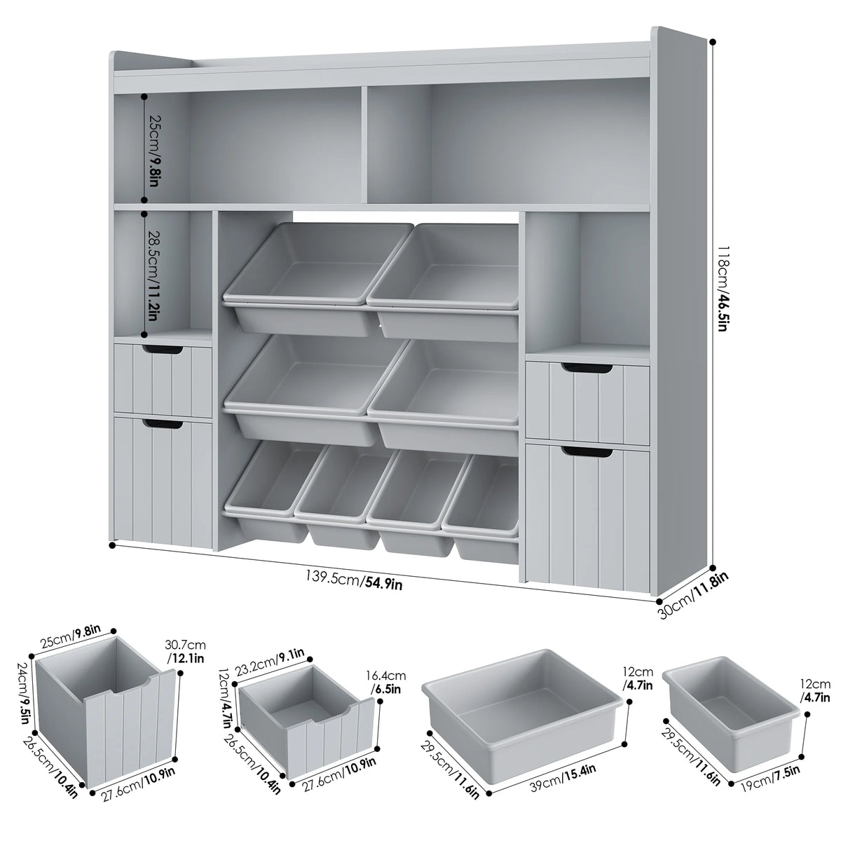 Homfa Kids Toy Storage Organizer with Removable Bin, Kids Bookshelf and Bookcase Toy Box with Drawers for Playroom, Classroom, White