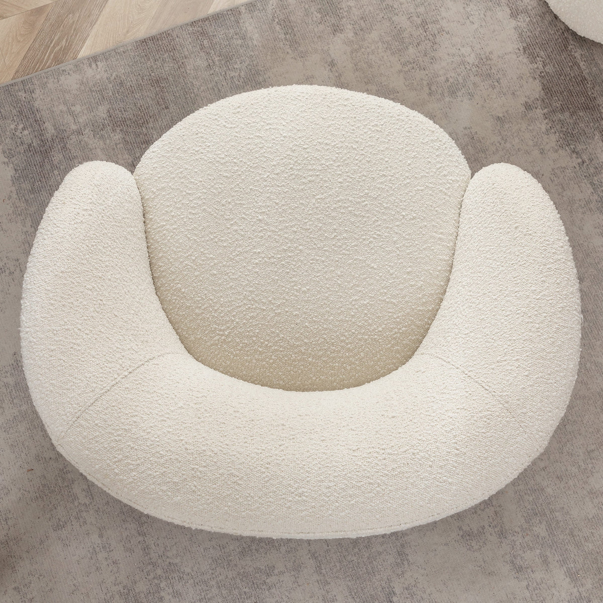 34" W Mid Century Modern Swivel Barrel Chair, Round Upholstered Boucle Swivel Accent Chairs, No Assembly Sofa Chair for Living Room Bedroom Reading Apartment Lounge Nursery(Cream)