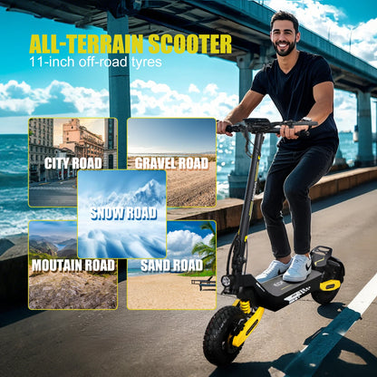 Off Road Electric Scooter for Adults, 1200W Motor Fast E Scooter, Up to 28MPH Top Speed & 20Miles Long Range, 11" Off-Road Tires, 330lbs MAX Load, Foldable