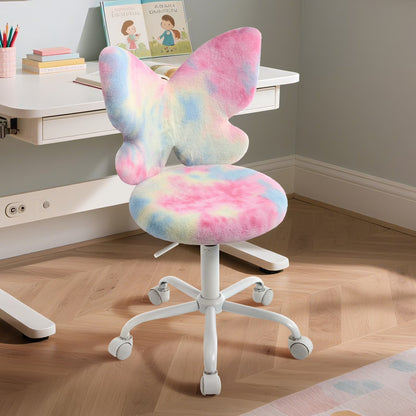 Adorable Butterfly Kids Desk Chair - Comfy Swivel Computer Chair for Girls Room, Fluffy Kids Office Chair for Reading & Vanity,Blue